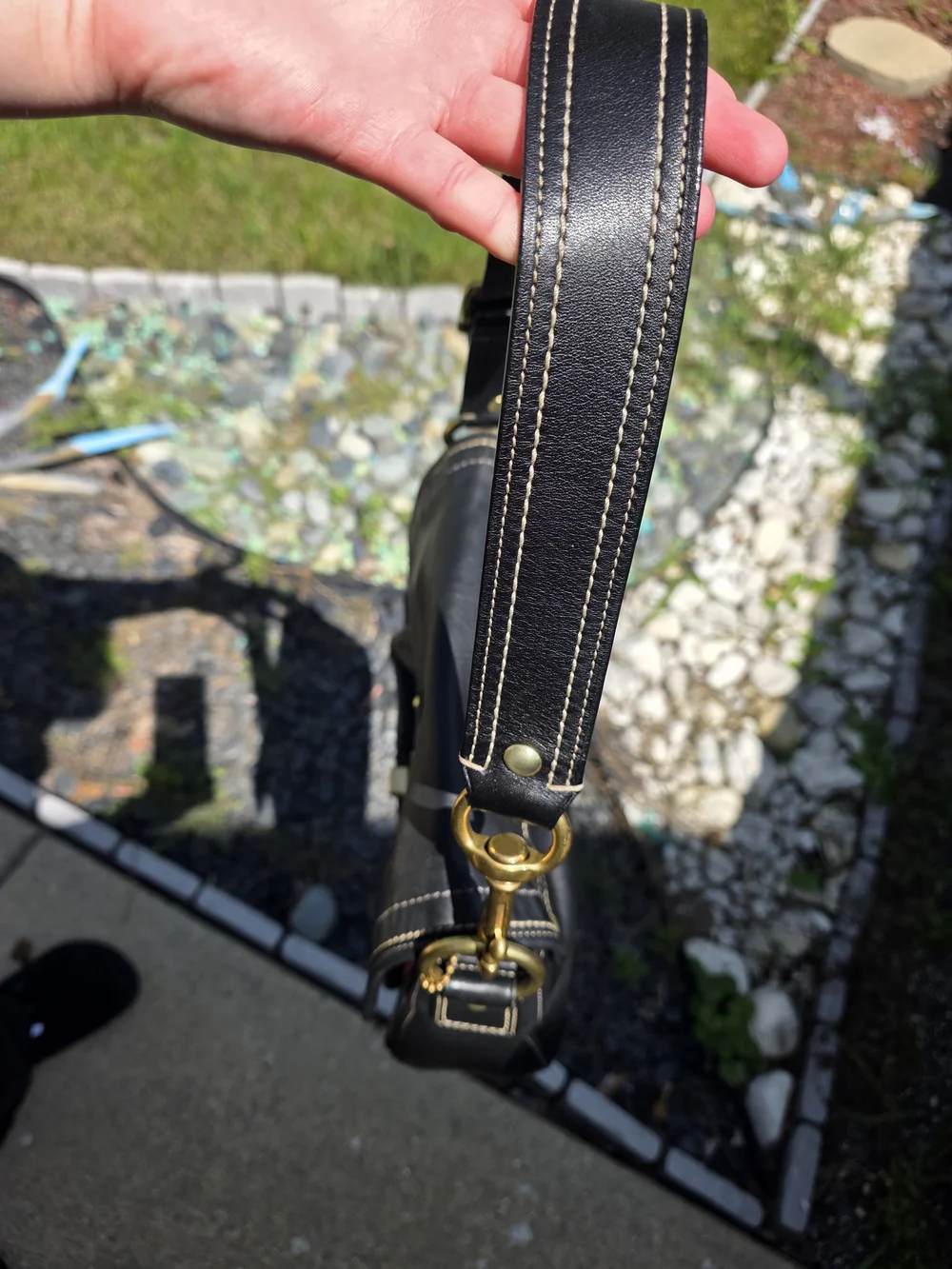Coach Black Leather Shoulder Bag with Gold Hardware